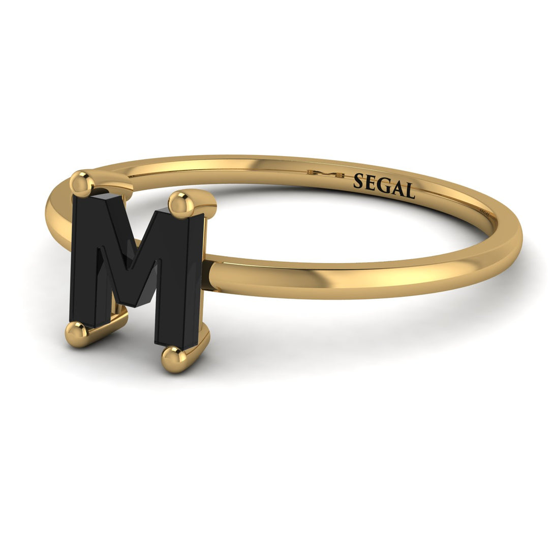 M Letter - Initial Gold Diamond Ring